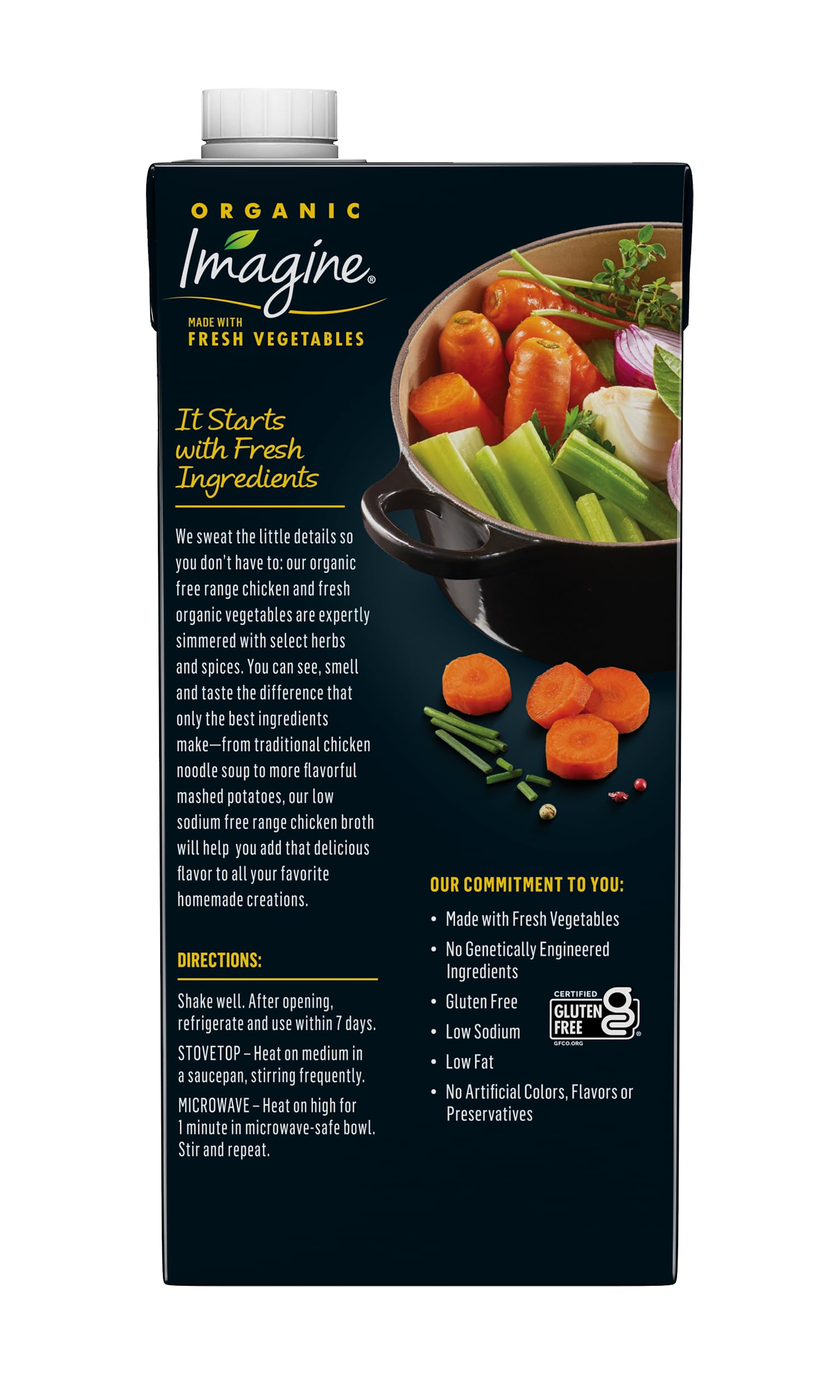 Imagine Gluten Free Low Fat Broth highlighting a clean, versatile base.