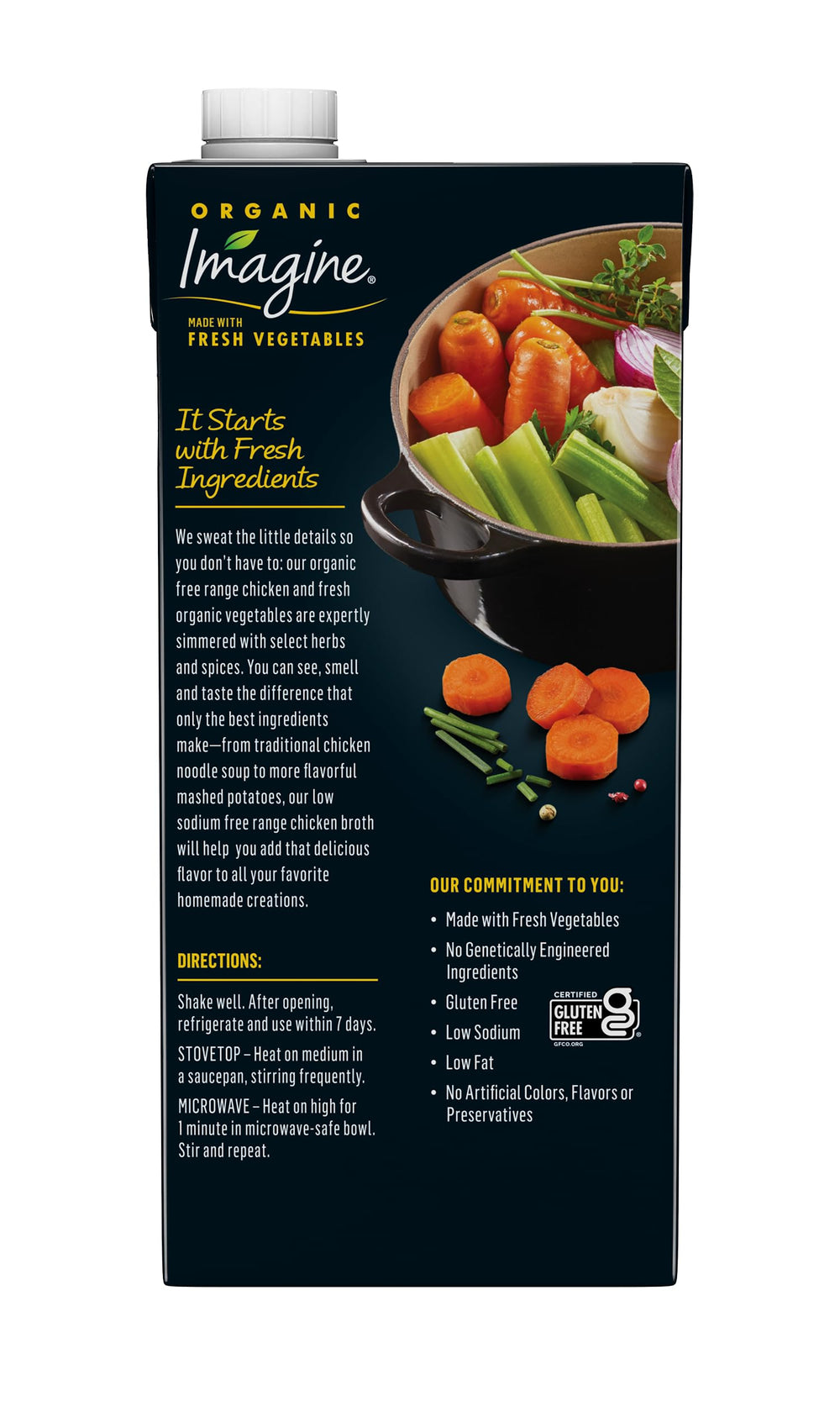Imagine Gluten Free Low Fat Broth highlighting a clean, versatile base.