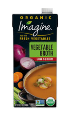 Imagine Low Sodium Organic Vegetable Broth bottle for lighter, flavorful soups