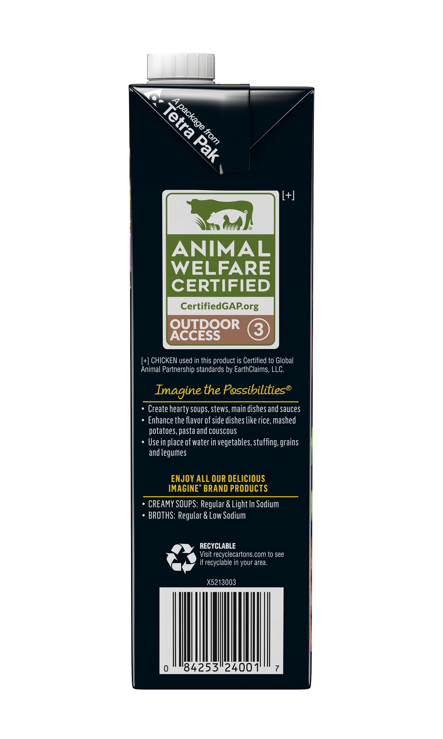 Imagine No Artificial Ingredients shown on the label for purer flavor.