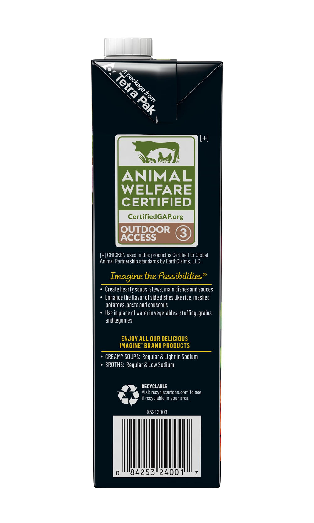 Imagine No Artificial Ingredients shown on the label for purer flavor.