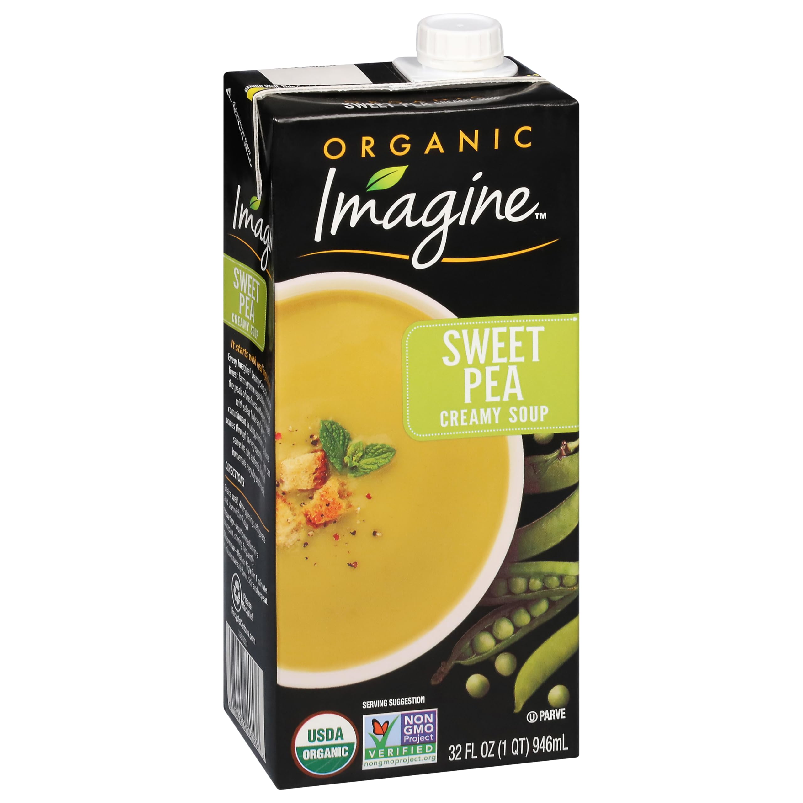 Imagine served soup in a bowl with mint garnish for quick comforting meal