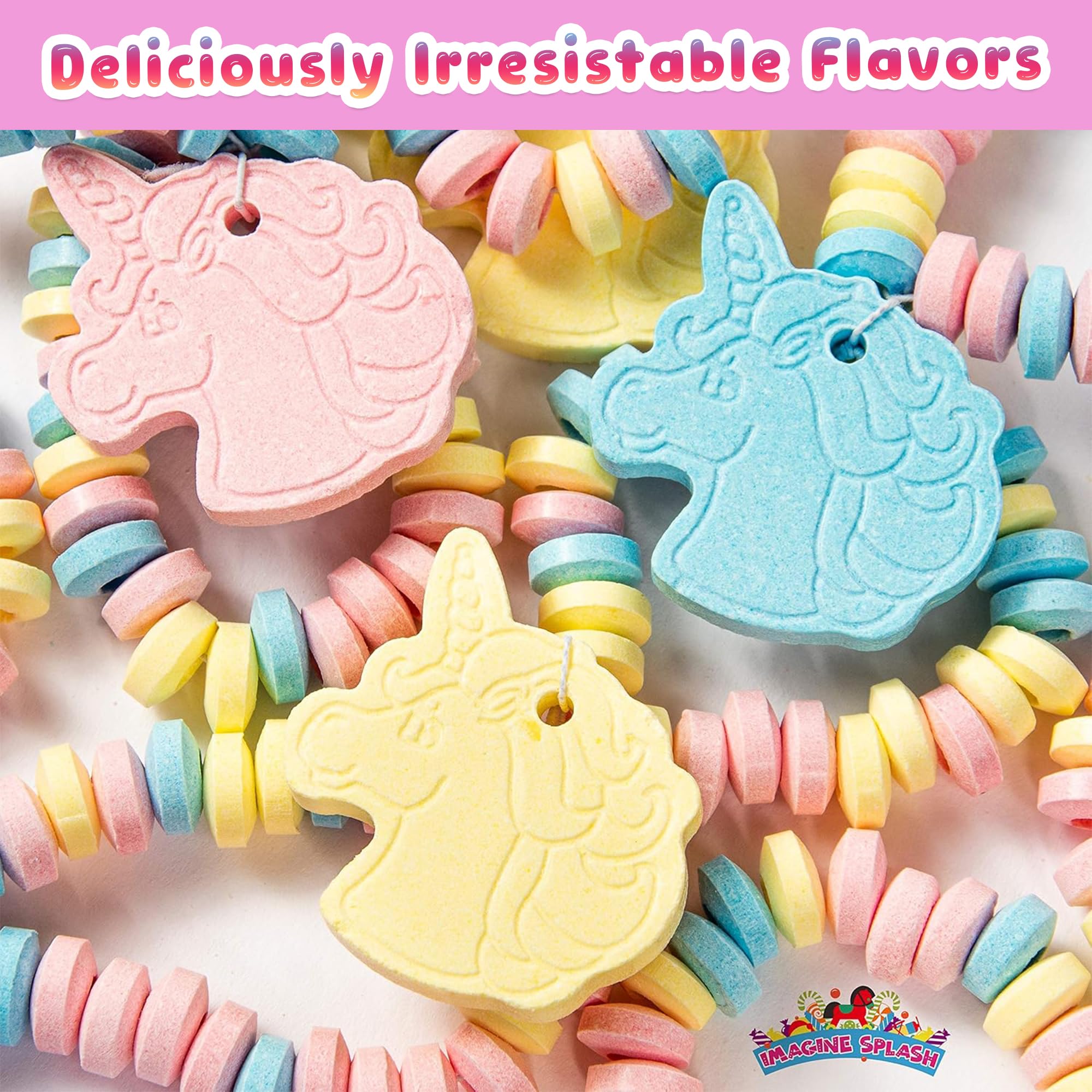 Imagine Splash Unicorn Candy Bracelet flavors strawberry lemon blueberry for tasting moments.