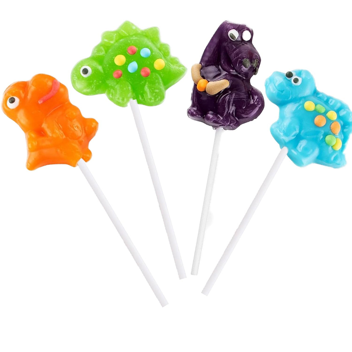 Imagine Splash dinosaur-shaped lollipops, 12-pack, wrapped for fresh party favors