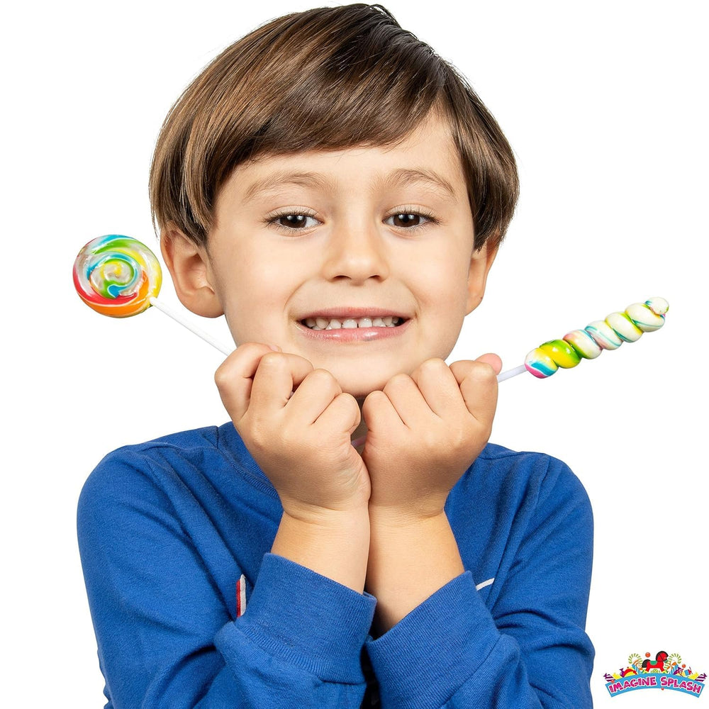Imagine Splash kid-friendly rainbow lollipops at a party