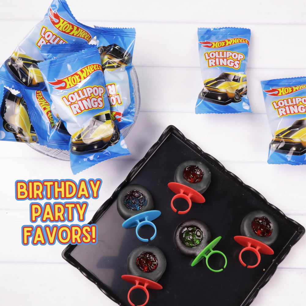 Imaginings 3 Hot Wheels lollipop ring design, eye-catching party addition.