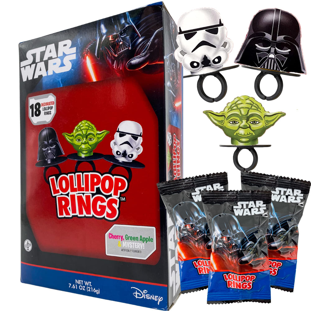 Imaginings 3 Star Wars candy lollipop ring hero image, vibrant treat ideal for party favors.