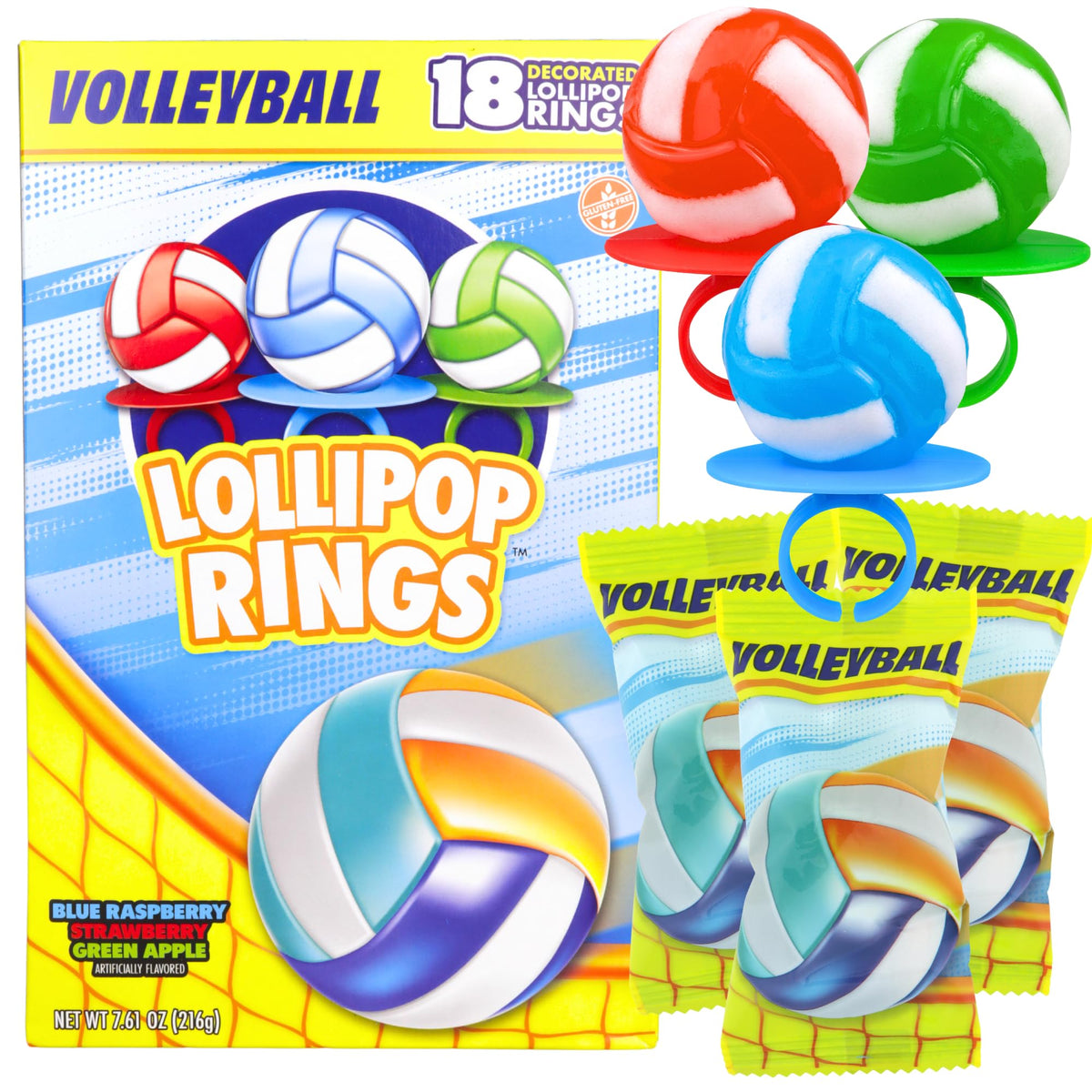 Imaginings 3 Volleyball Lollipop Ring with colorful volleyball design for festive party favors.