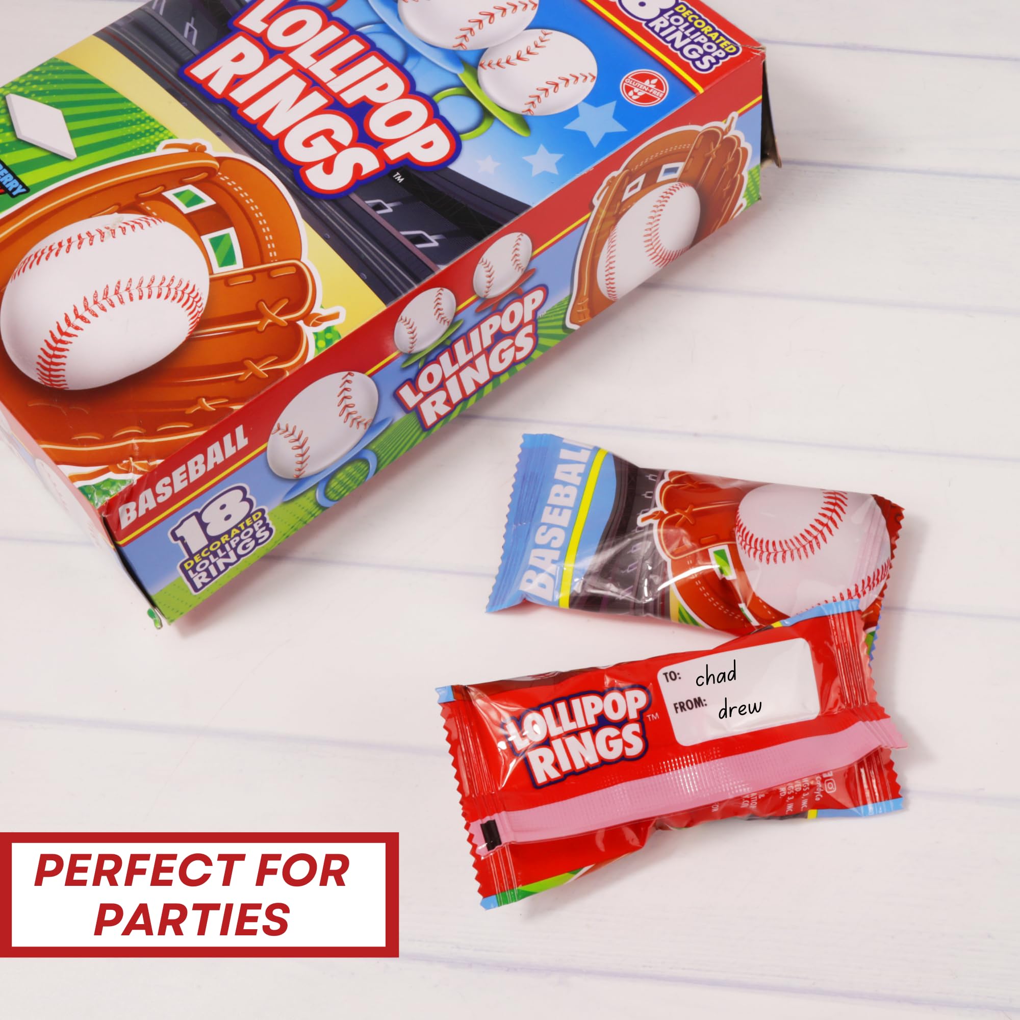 Imaginings 3 baseball themed party favors with individually wrapped lollipops
