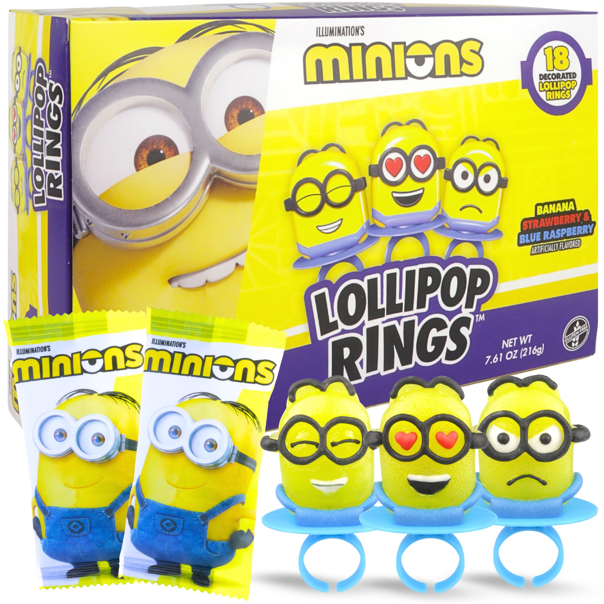 Imaginings 3 Minions lollipop ring strawberry flavor, a fruity treat for gift bags