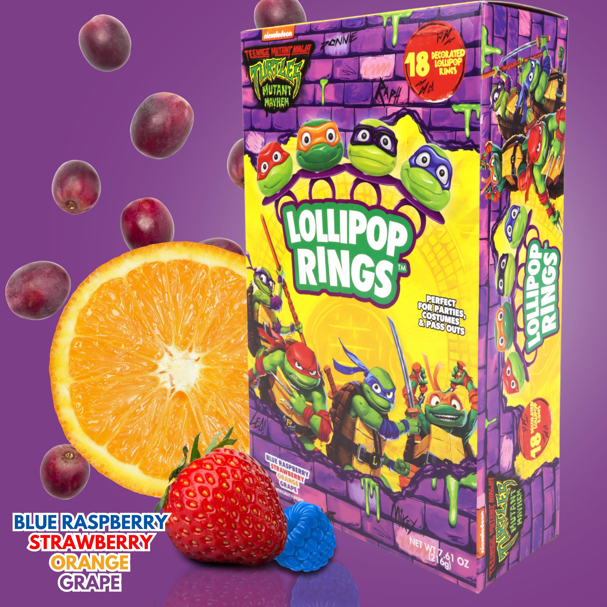 Imaginings 3 TMNT lollipop rings individually wrapped for freshness.