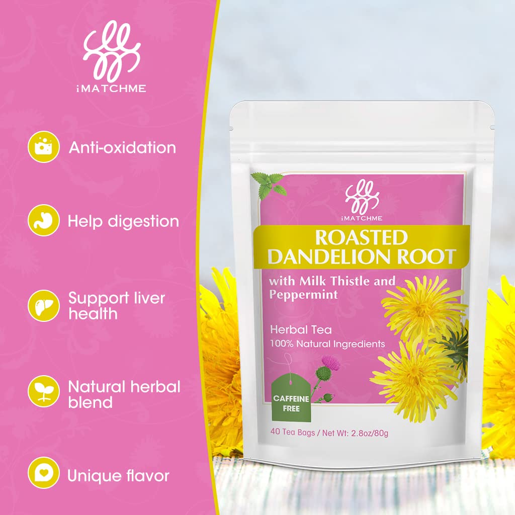 iMATCHME tea bags with dandelion and milk thistle offer a convenient, herbal cleanse moment.