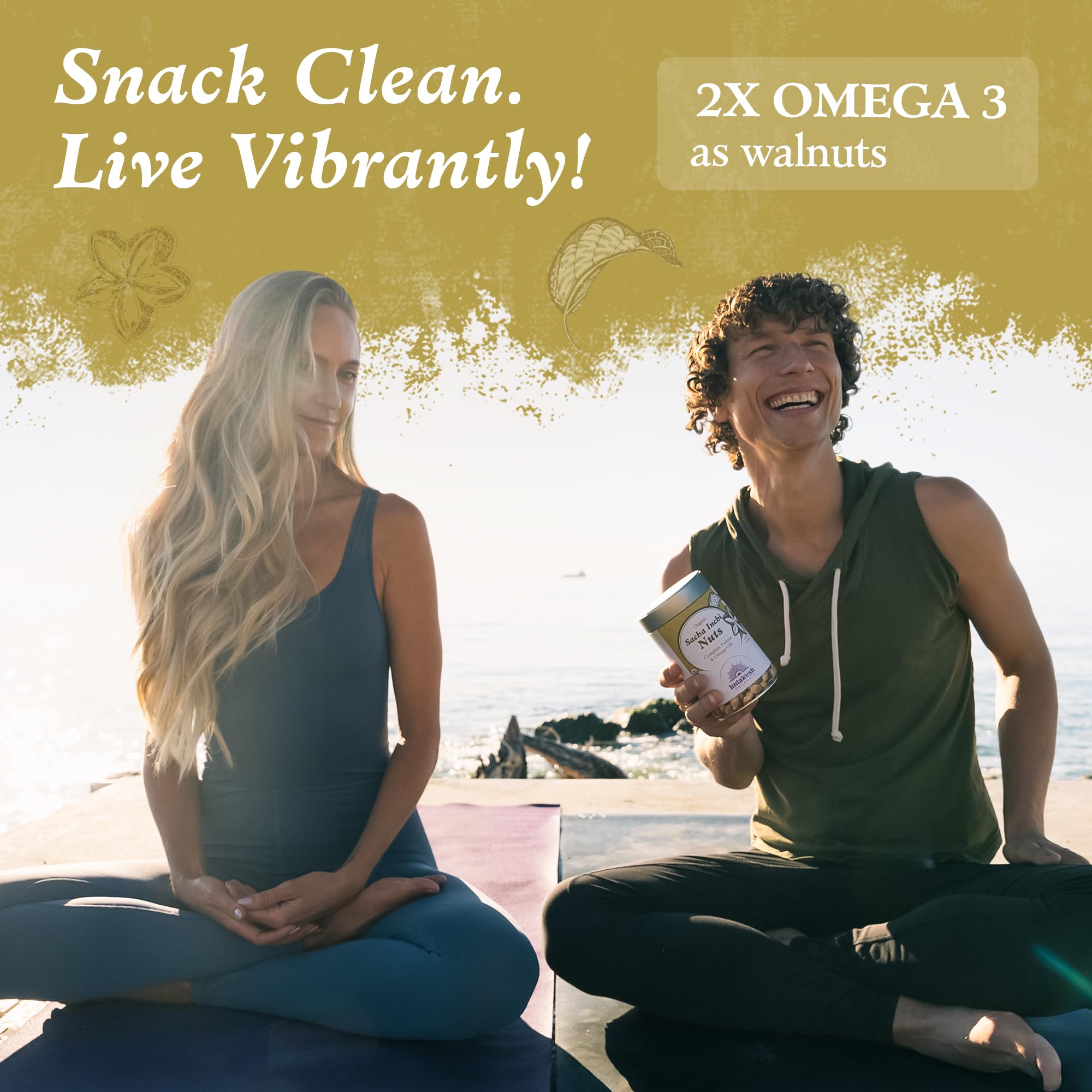 Imlak'esh Organics Sacha Inchi Nuts on hand; versatile plant-based crunch.