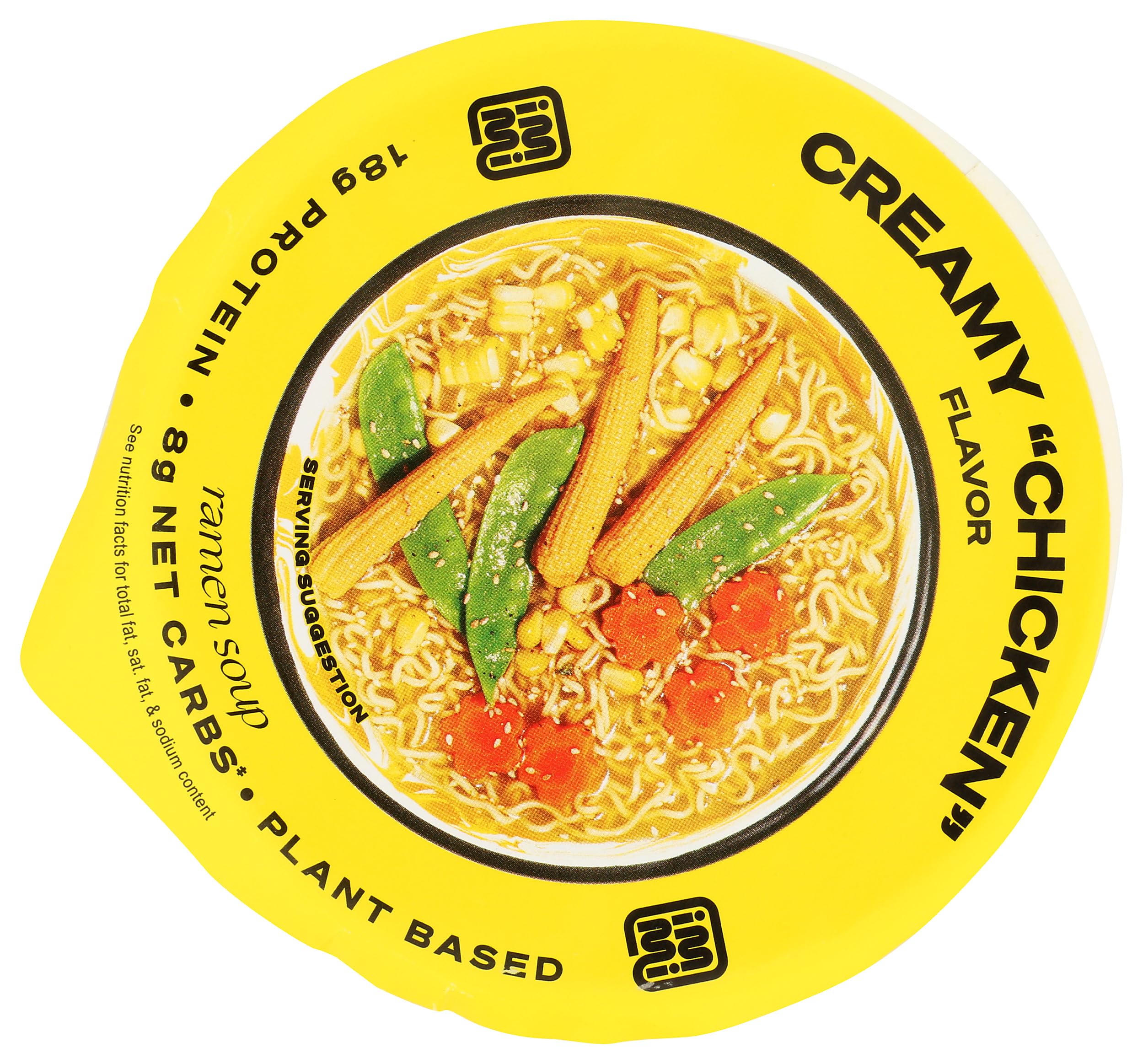 Ingredients emphasize Immi Noodle Cup Creamy Chicken no hydrogenated fats or high fructose corn syrup