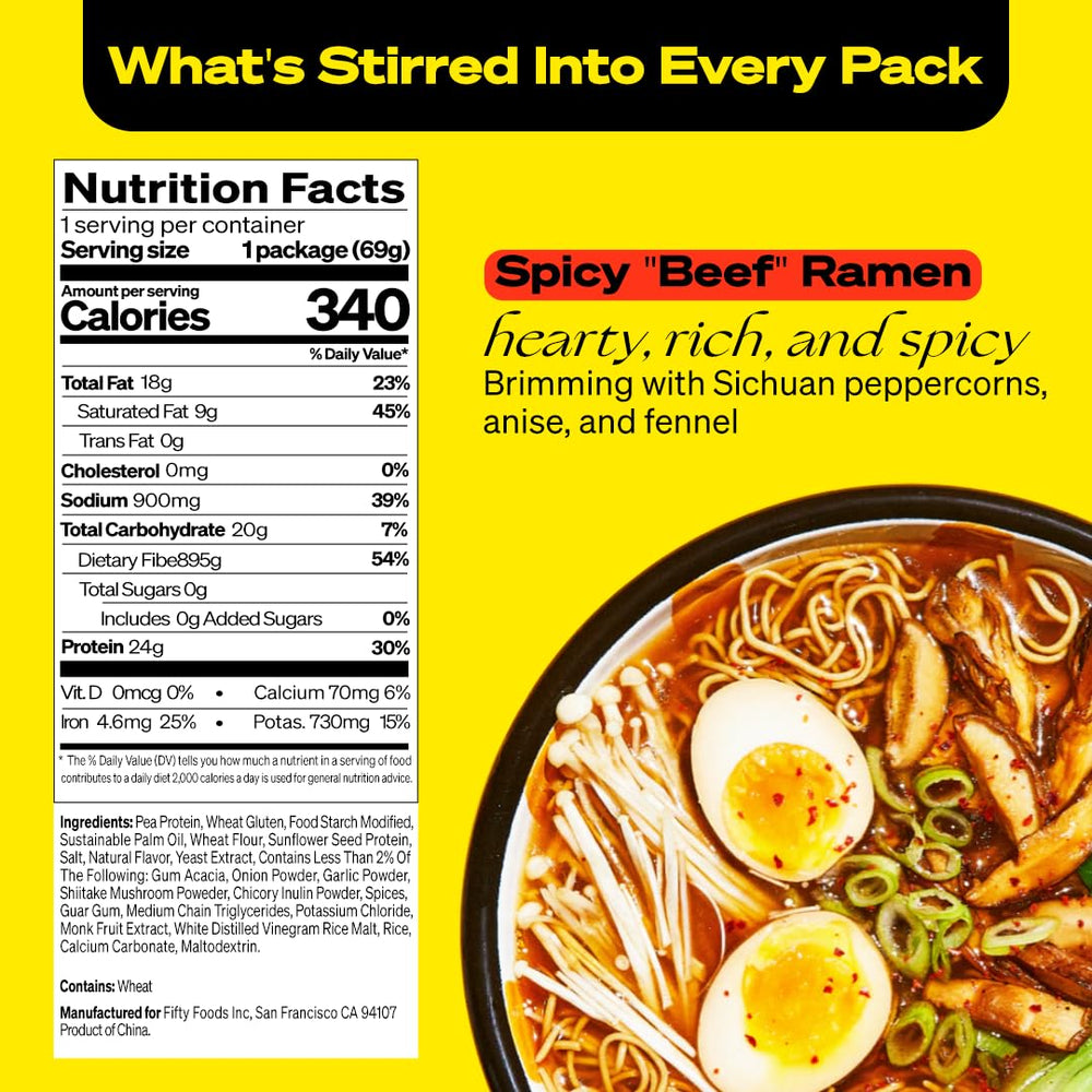Immi plant-based beef ramen noodles kit on display for quick weeknight meals.