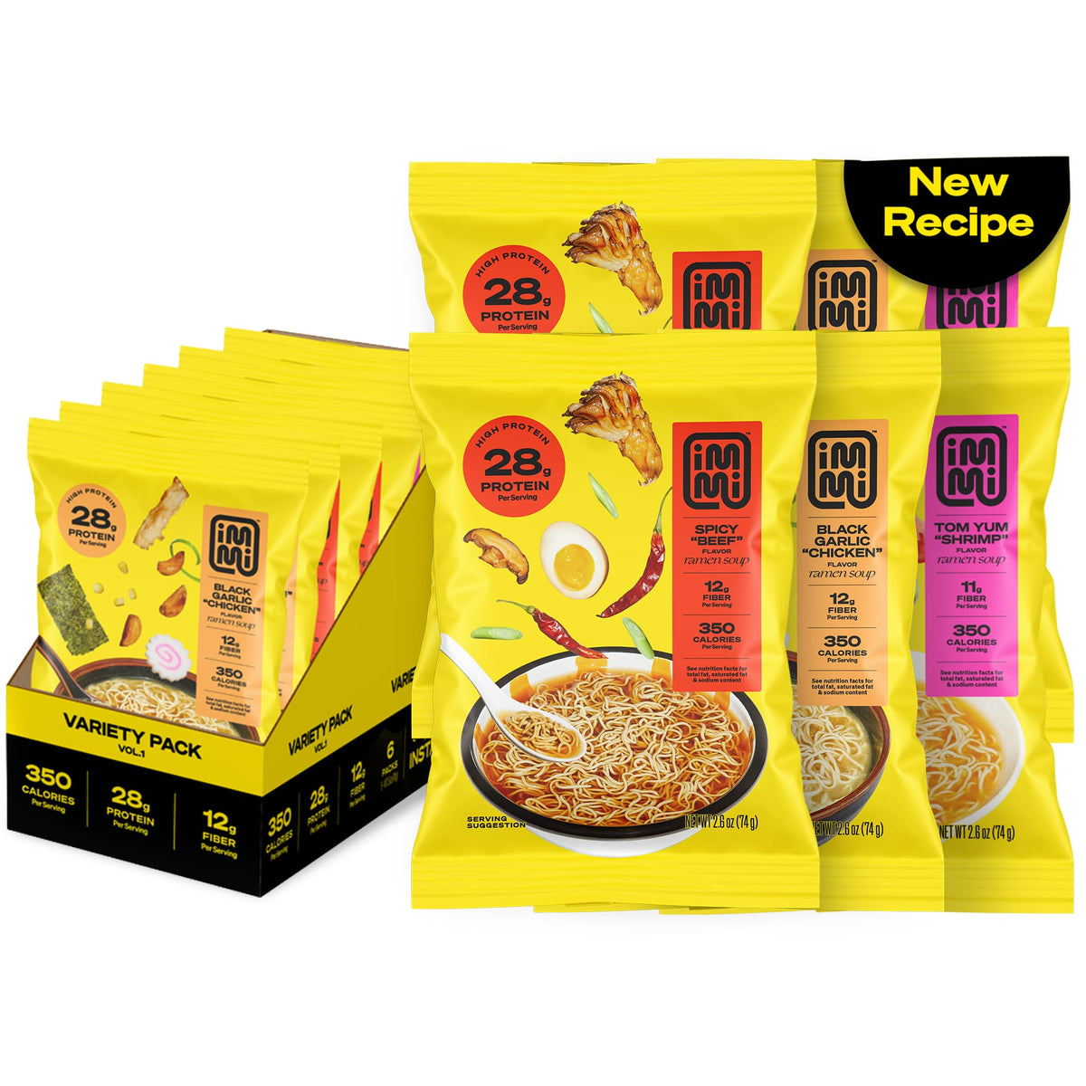Immi Variety Pack Ramen spicy beef bowl showing bold flavor and vegan protein for quick meals.