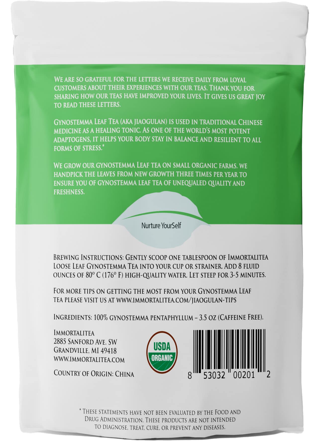 Immortalitea gynostemma tea brewing in a cup, caffeine-free herbal tonic.
