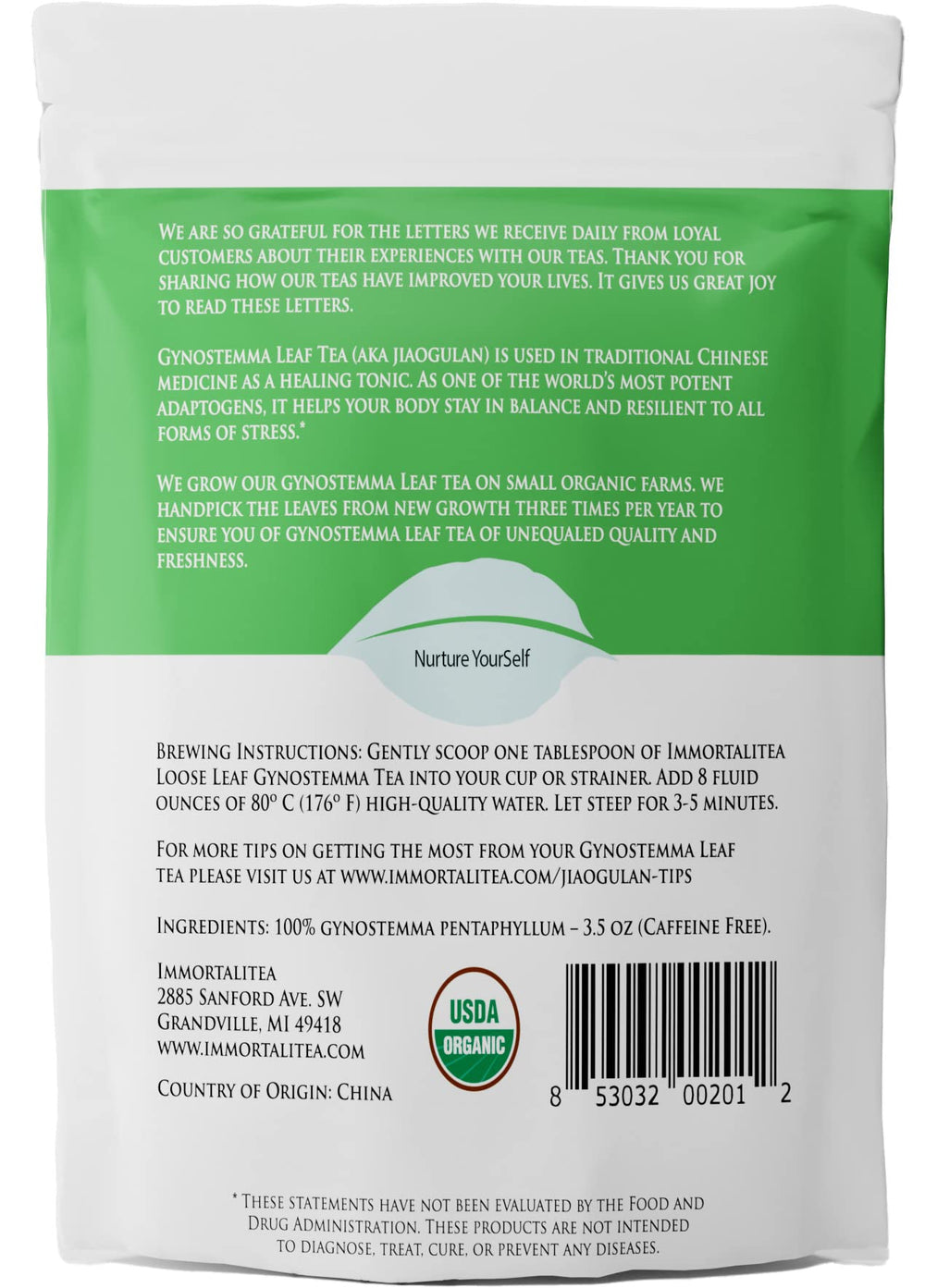 Immortalitea gynostemma tea brewing in a cup, caffeine-free herbal tonic.