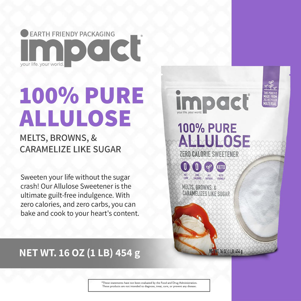 Impact Your Life Allulose bottle pouring—easy drizzle into drinks