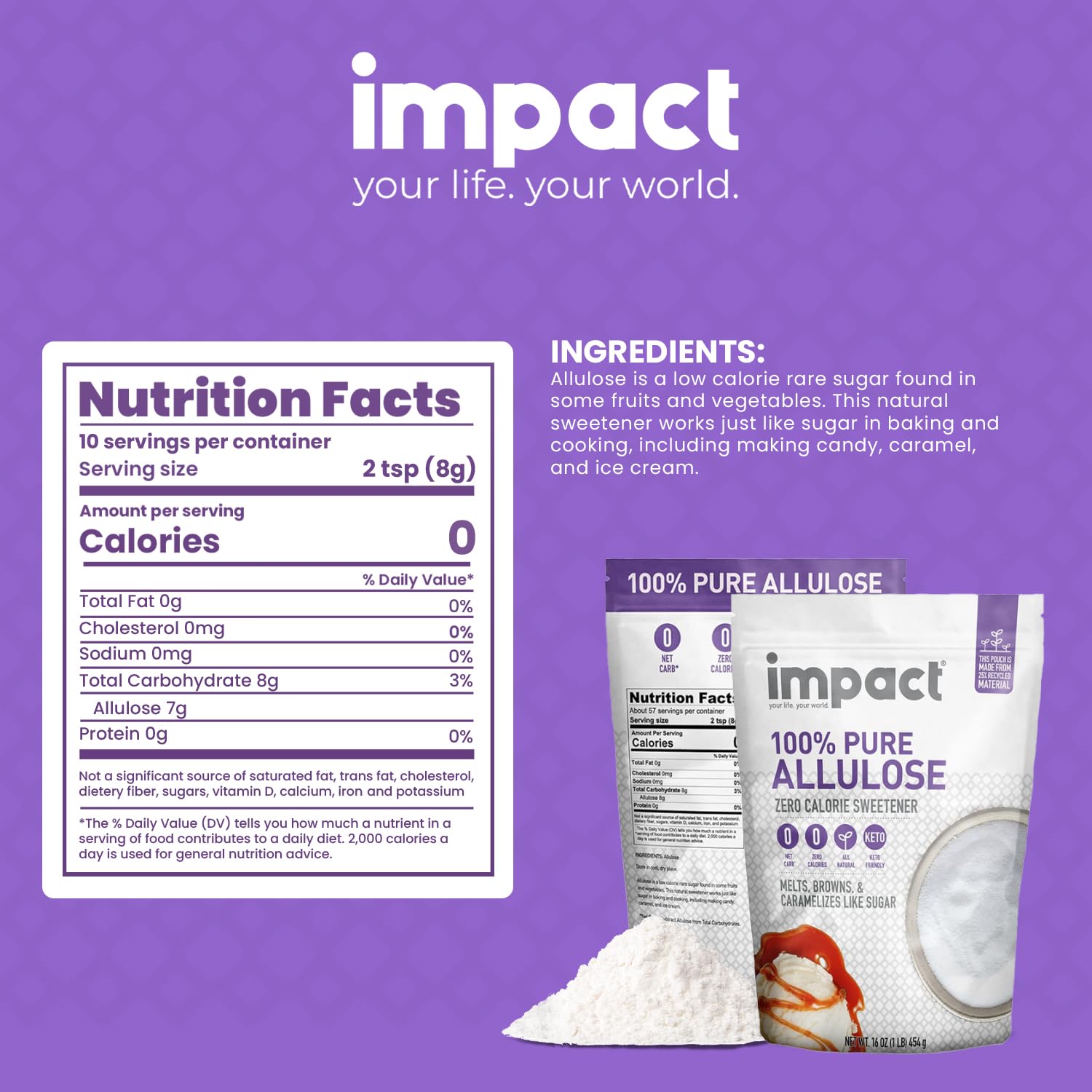 Impact Your Life Allulose scoop—precise measurement for sugar replacement