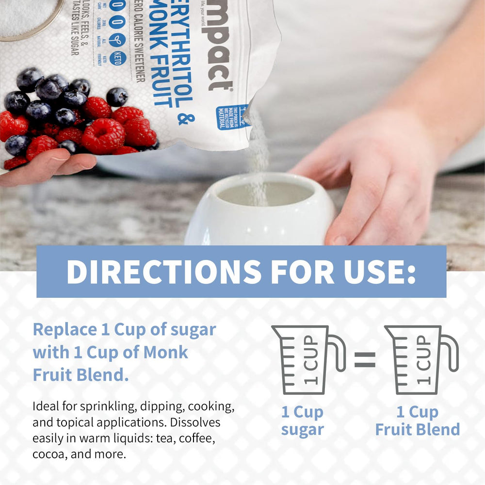 Impact White Monk Fruit & Erythritol Sweetener used in baking for desserts.