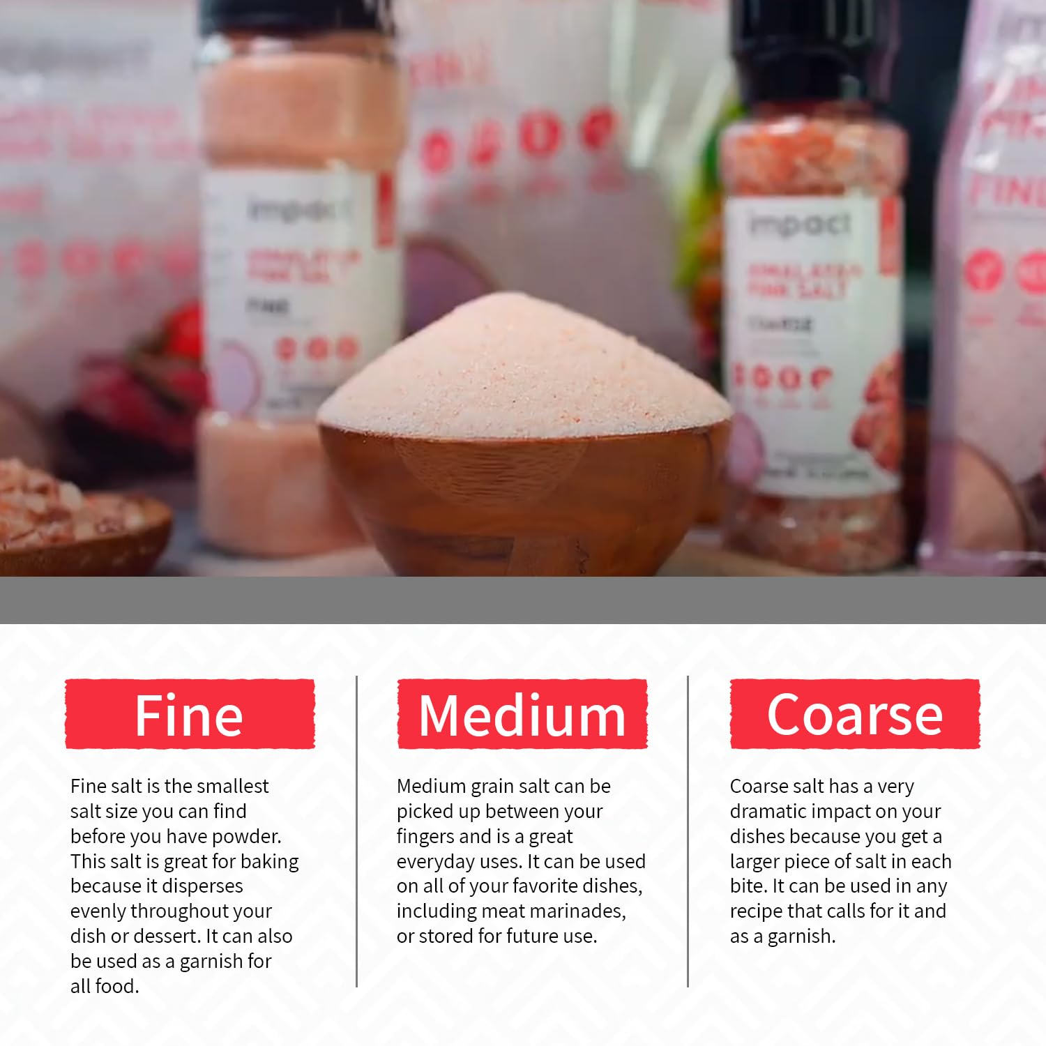 Impact Himalayan Pink Salt sprinkled on a plated dish to elevate flavor.