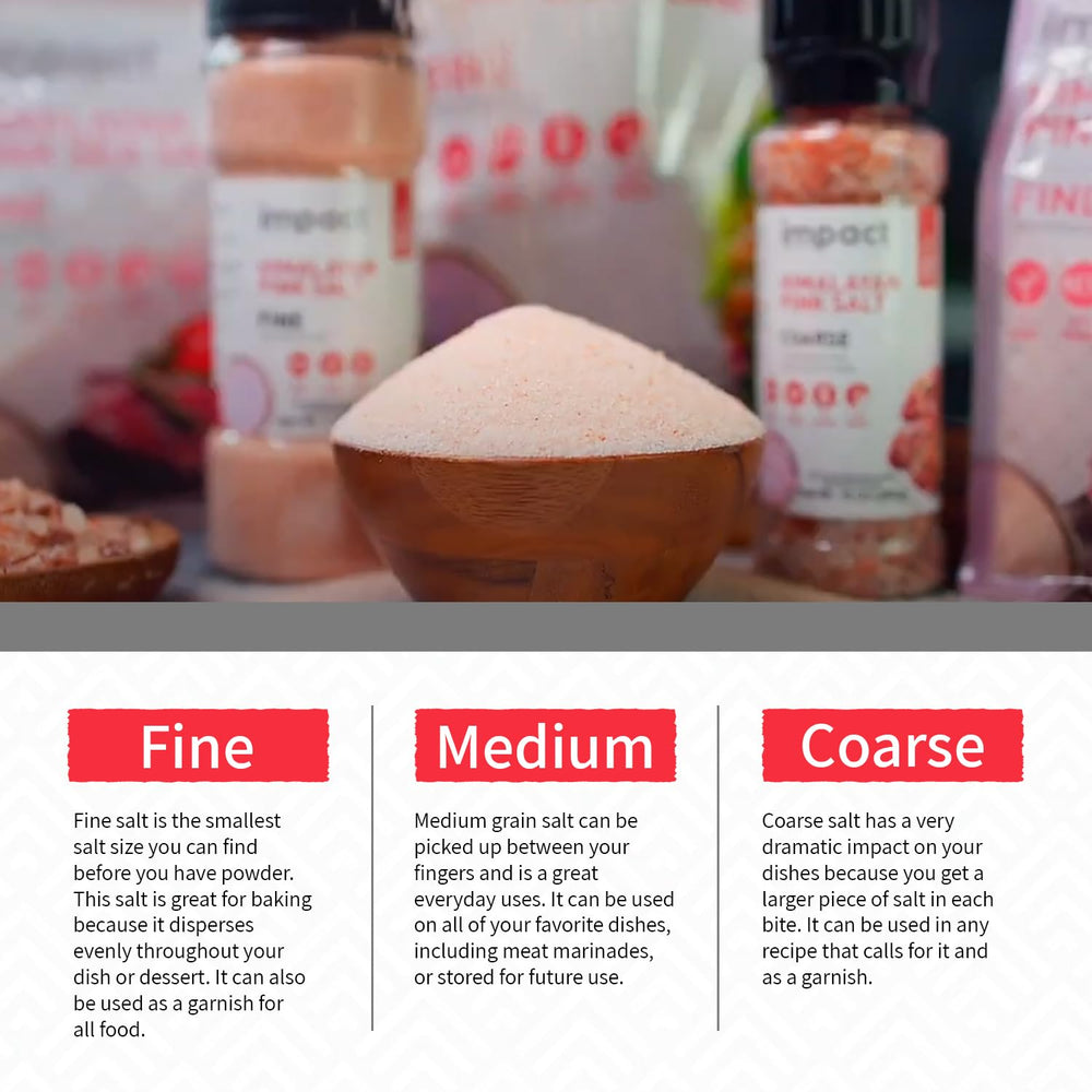 Impact Himalayan Pink Salt sprinkled on a plated dish to elevate flavor.