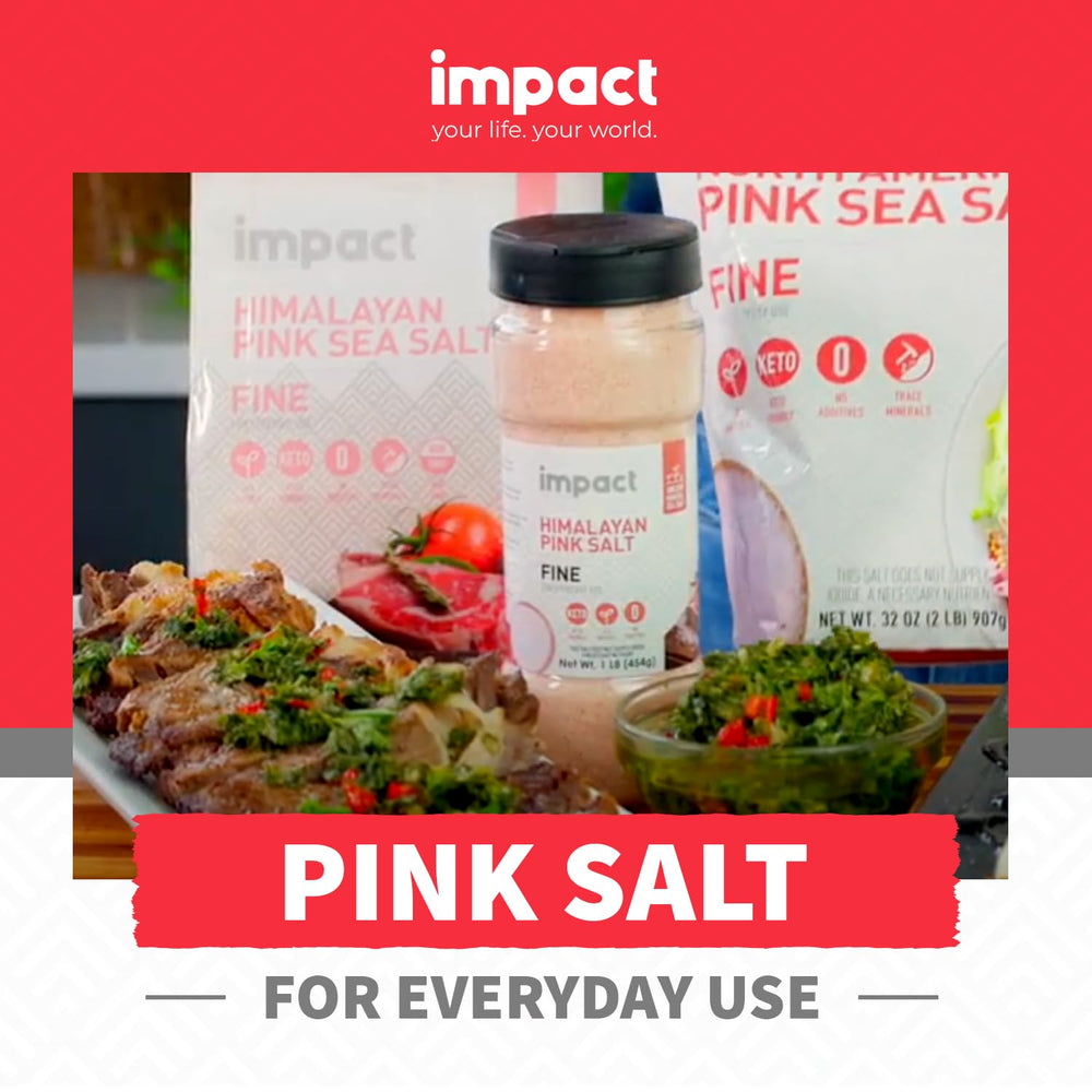Impact Himalayan Pink Salt storage jar kept handy for everyday cooking.