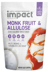 Impact Your Life monk fruit allulose sweetener bottle offers zero-calorie sugar substitute for keto recipes