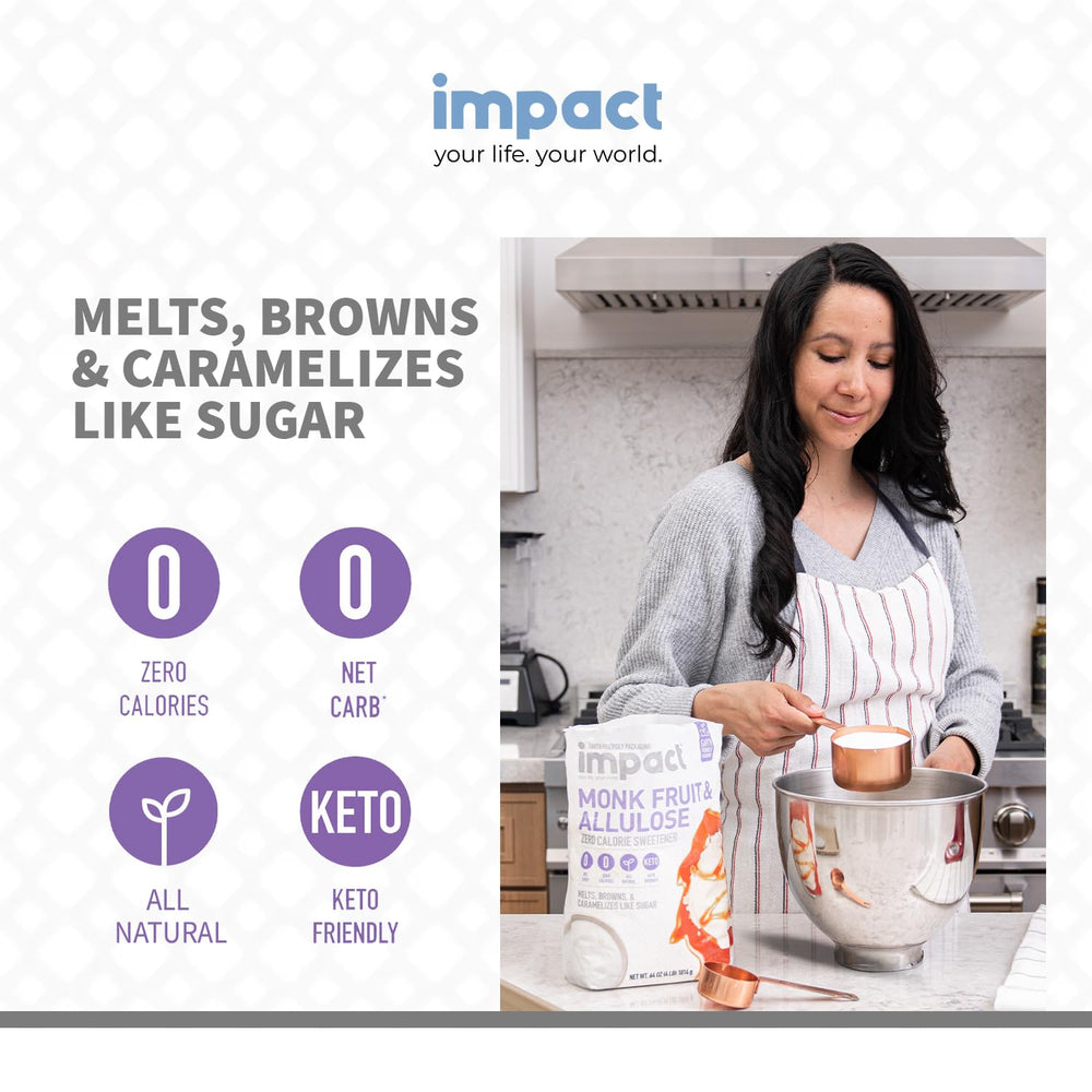 Impact Your Life monk fruit allulose cake glaze demonstrates flavor without calories