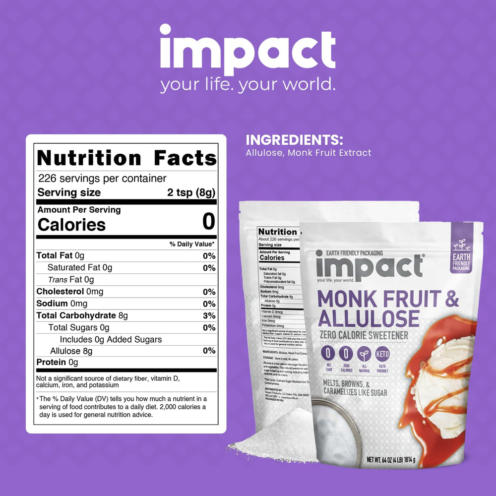 Impact Your Life monk fruit allulose measuring spoon demonstrates precise sugar substitution