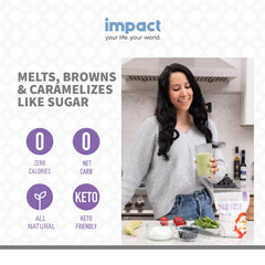 Impact Your Life monk fruit allulose sweetener spoon ready for quick one-to-one sugar replacement