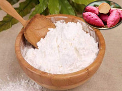 Imperial Taste Sweet Potato Starch Powder with scoop for precise measuring in cooking.