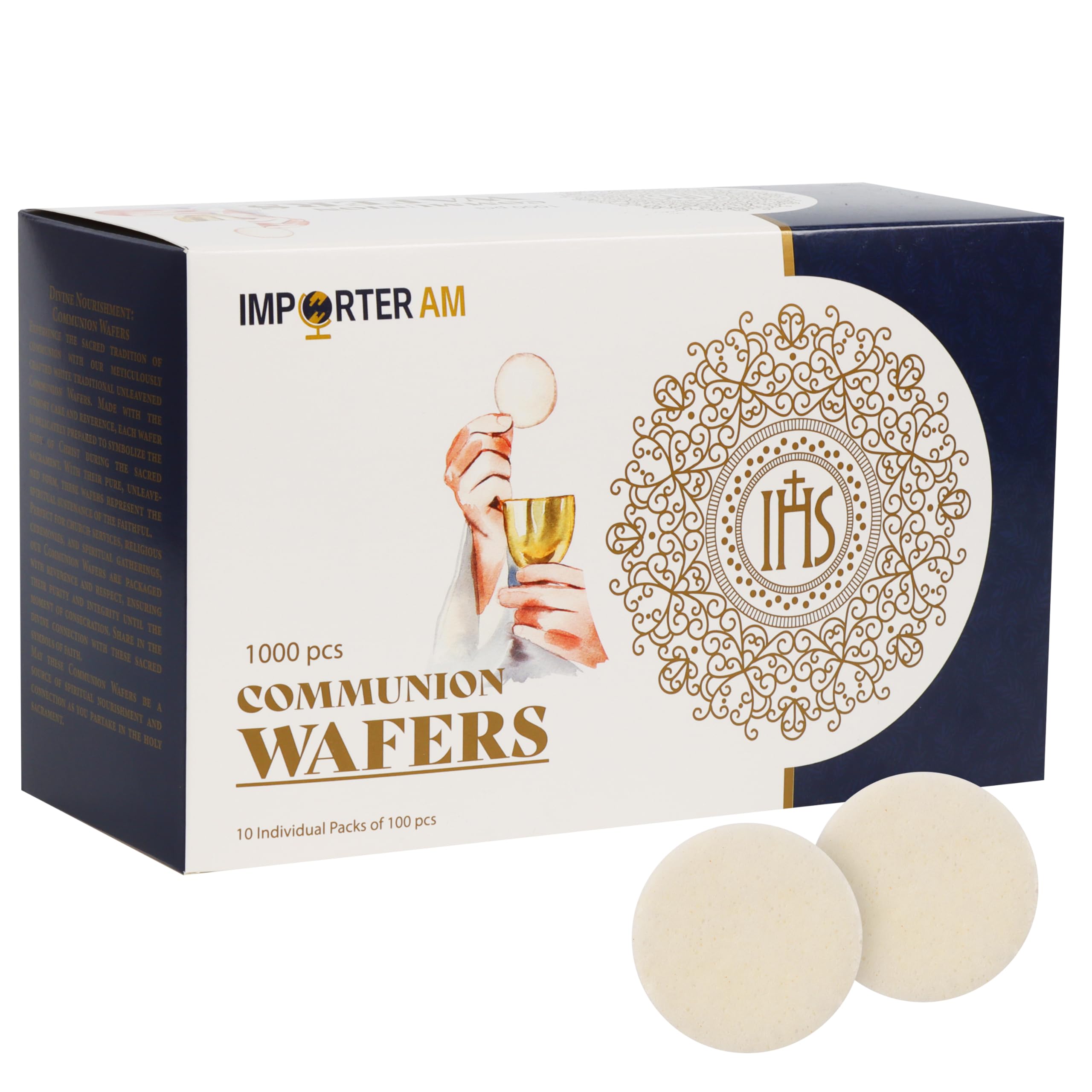 Importer AM church wafers round 1-3-8-inch boxed 1000 count for weekly communion