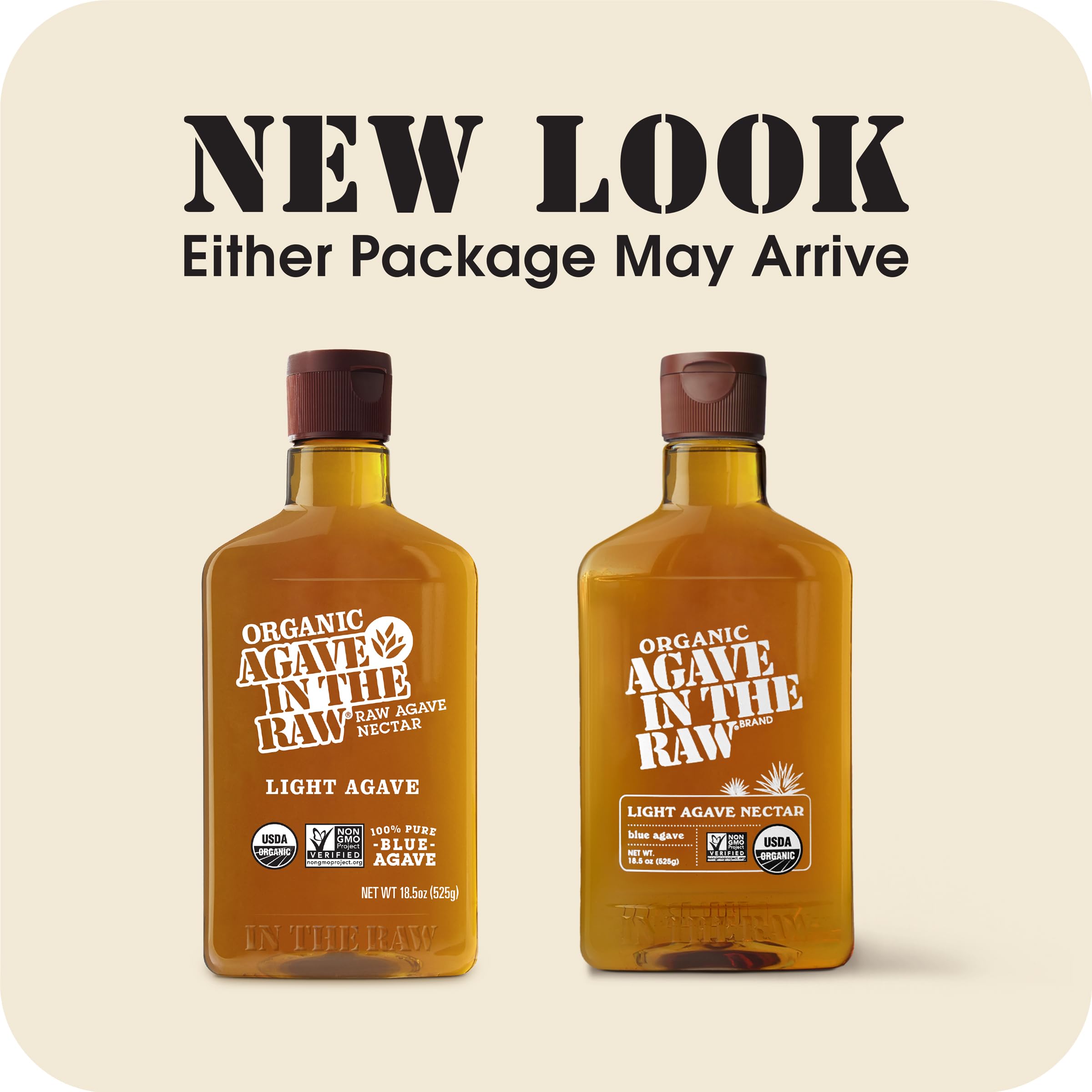 IN THE RAW Light Agave Nectar bottle ideal for oatmeal and fruit toppings.