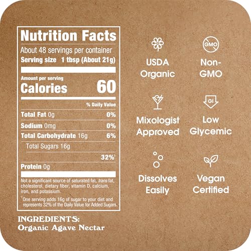 IN THE RAW Organic Light Agave Nectar bottle label close-up showing organic purity