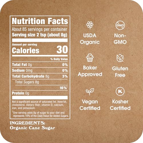 IN THE RAW Organic White Sugar untouched bleach-free crystals preserving cane flavor