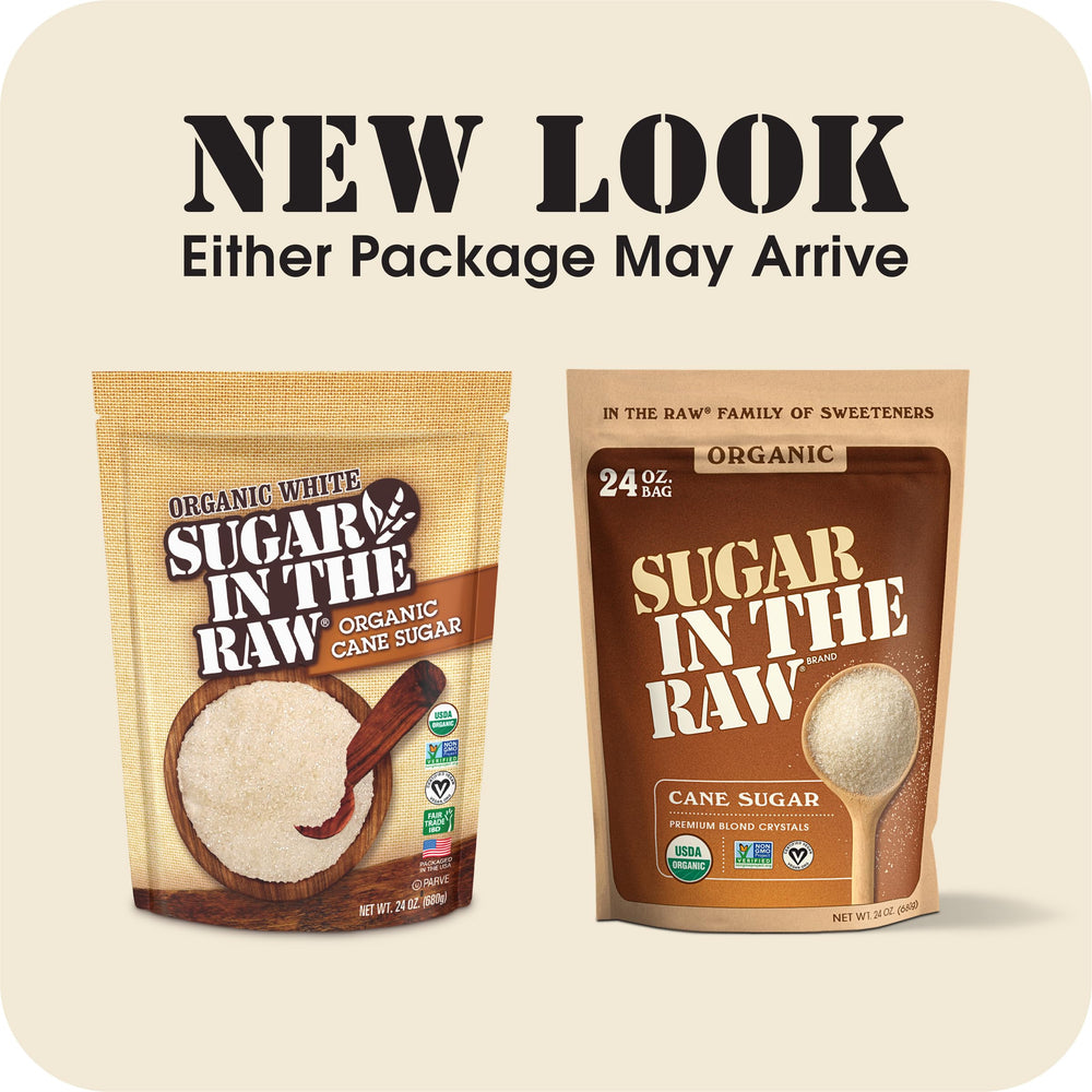 USDA Organic IN THE RAW Organic White Sugar square bag highlight