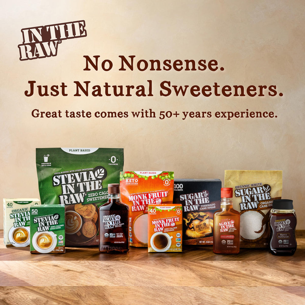 IN THE RAW pantry-ready sweeteners stay handy for quick everyday use.