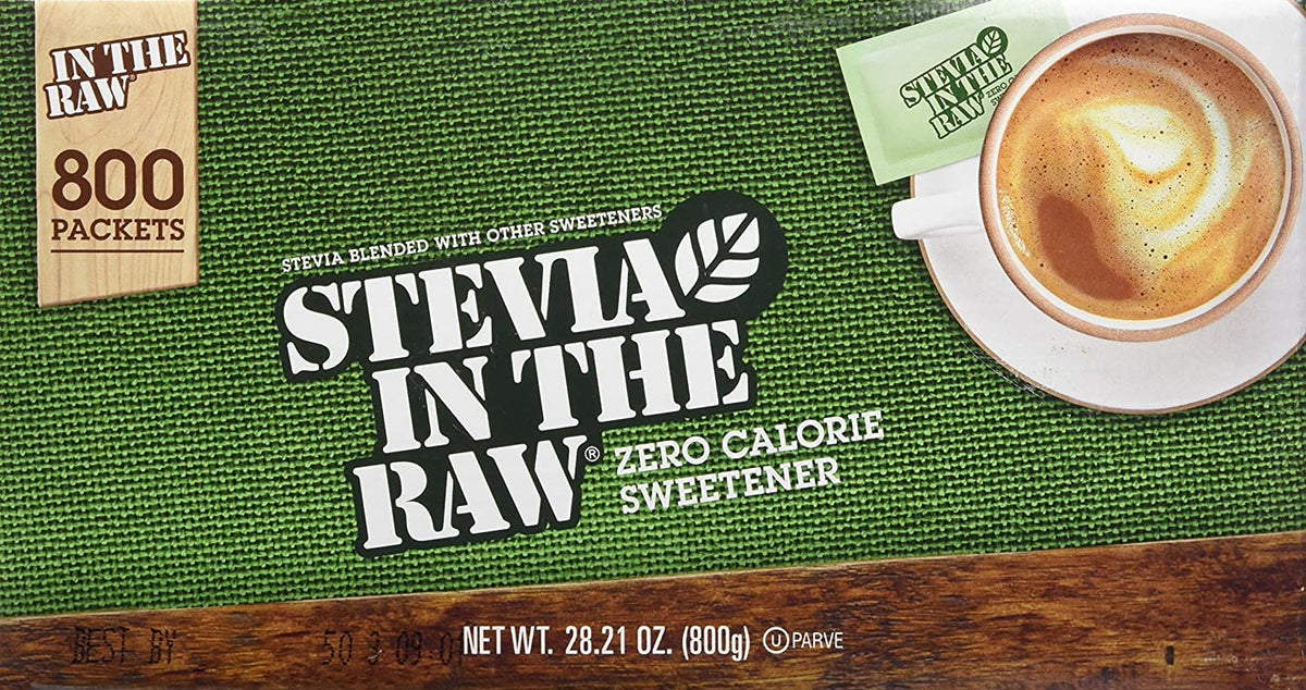 IN THE RAW Stevia Original 800-count packets for zero-calorie sweetness in coffee or tea