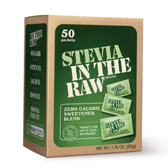 IN THE RAW Stevia packets in a coffee mug for zero-calorie sweetness