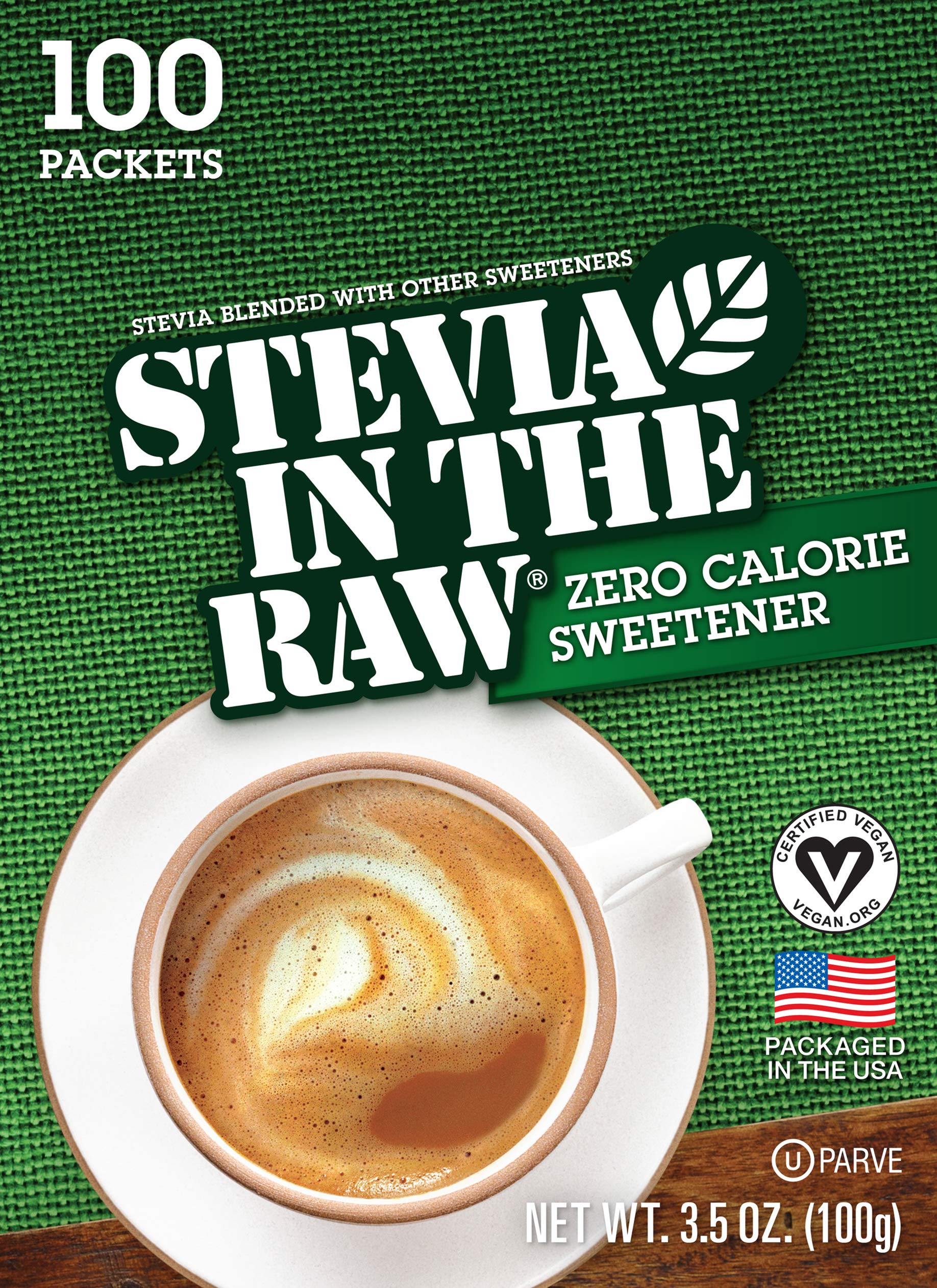 IN THE RAW Stevia packets dispense for quick, calorie-free flavor.