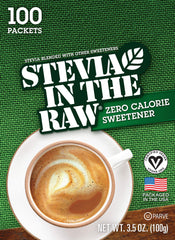 IN THE RAW Stevia packets dispense for quick, calorie-free flavor.