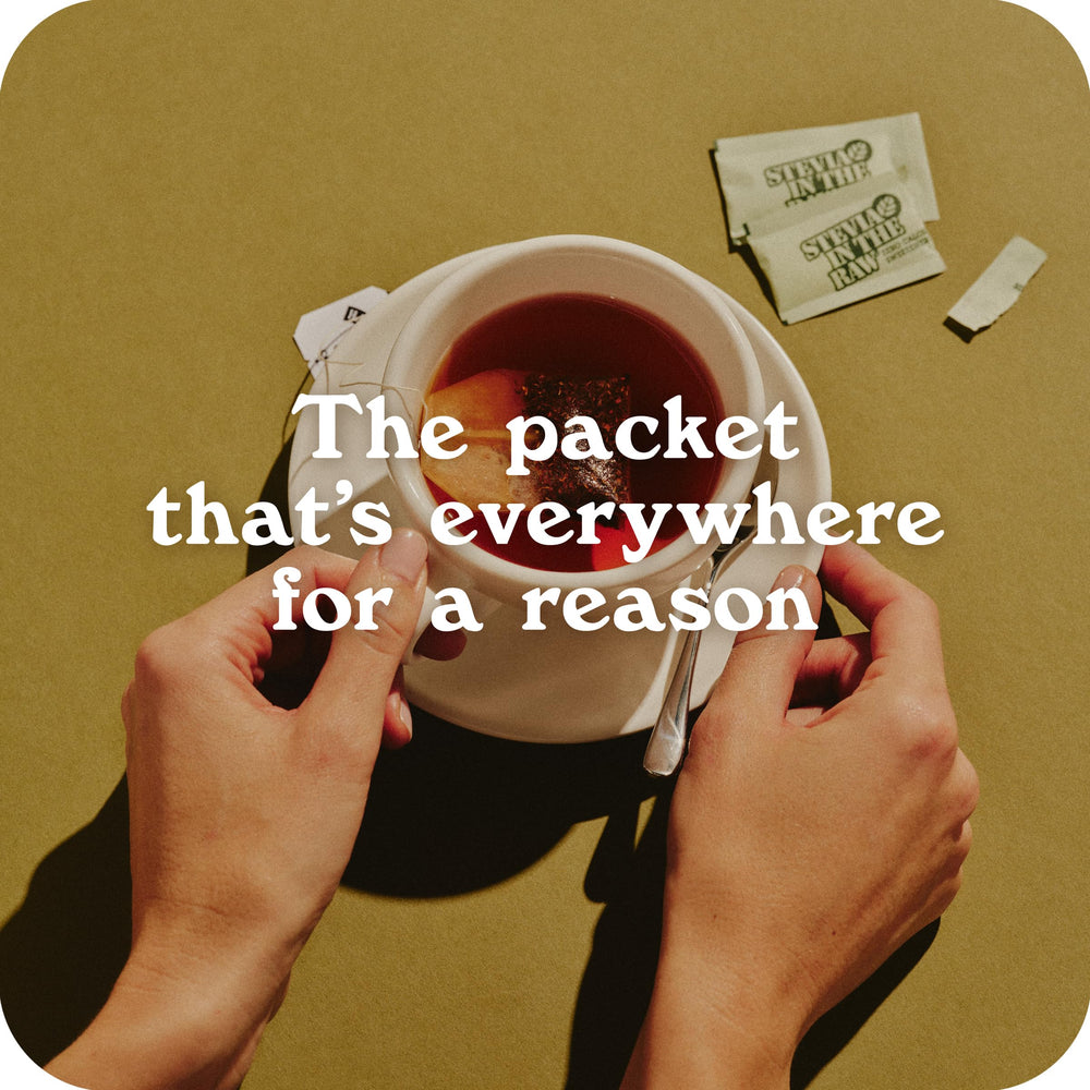 Stevia packets from IN THE RAW dissolving easily in beverages