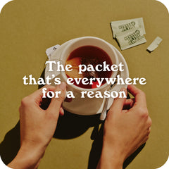Stevia packets from IN THE RAW dissolving easily in beverages
