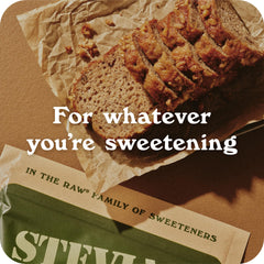 IN THE RAW Stevia measuring spoon scene for 1:1 sugar substitute.