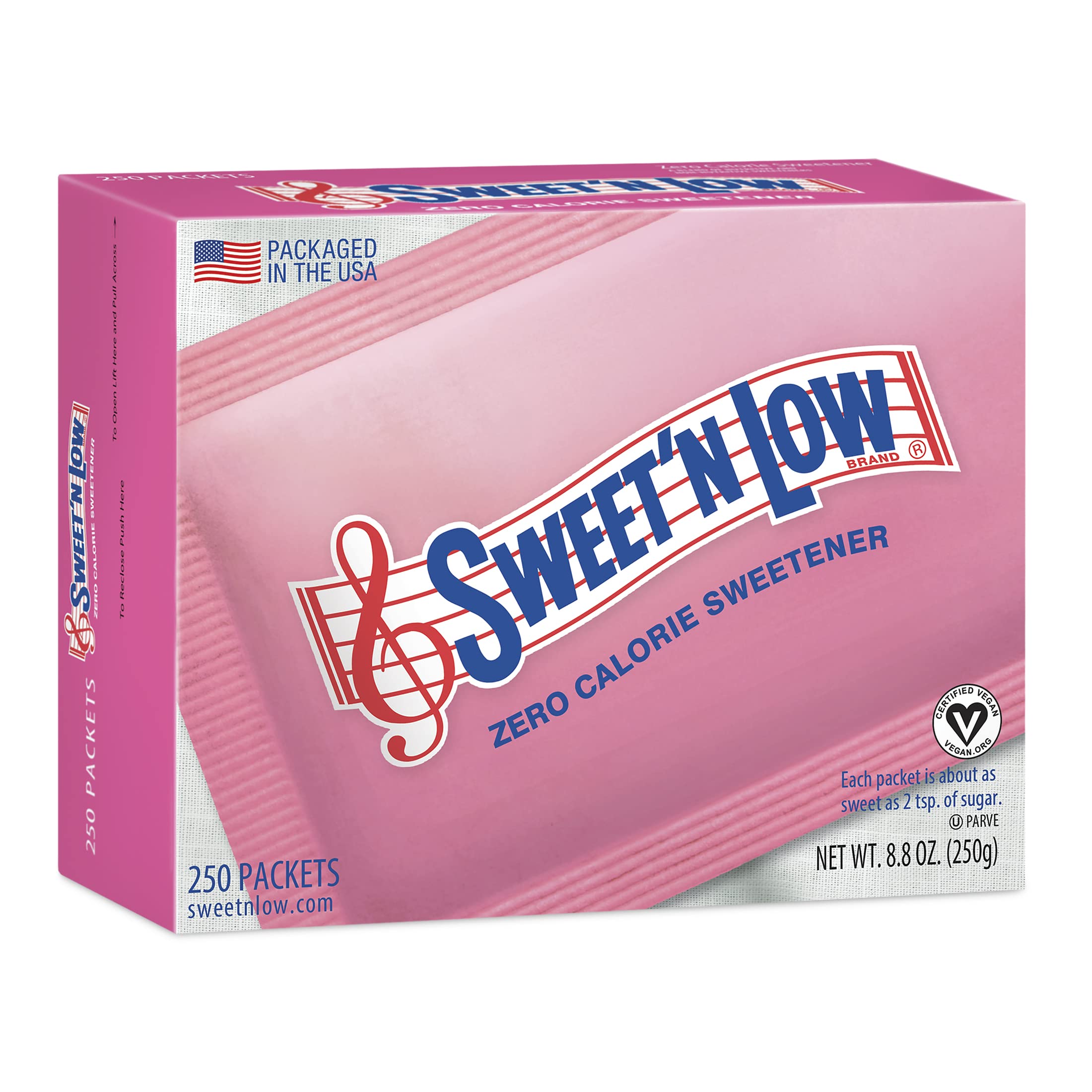 IN THE RAW Sweet'N Low packets in a box for convenient zero-calorie sweetness.