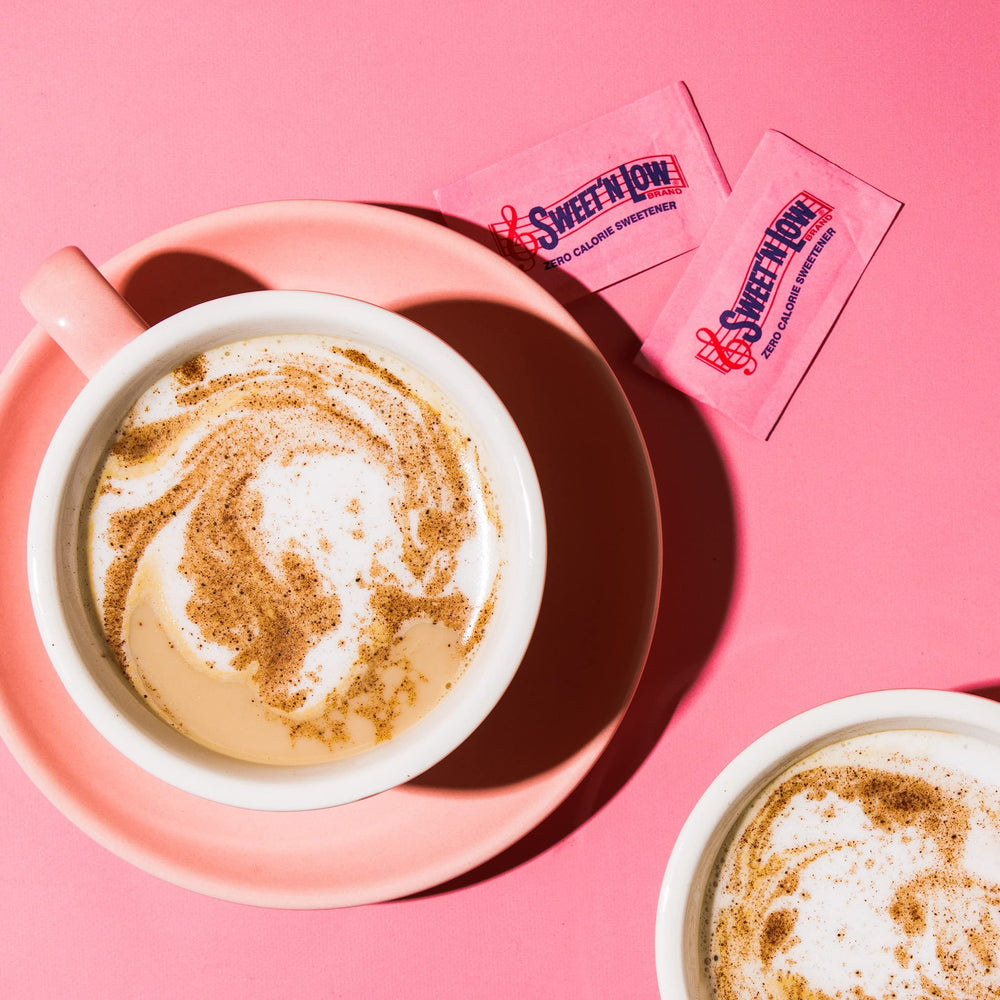 IN THE RAW Sweet'N Low on a coffee cup for easy, zero calorie sweetening.
