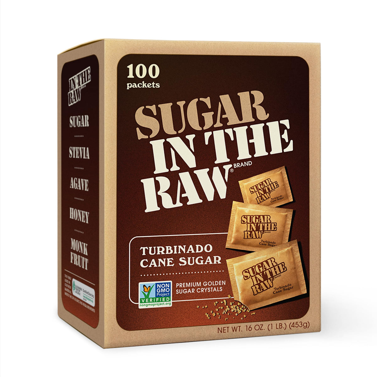 IN THE RAW Sugar Turbinado Packets in coffee for natural, golden sweetness.