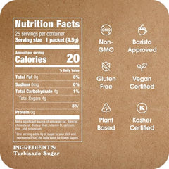 Turbinado sugar crystals from IN THE RAW enhance the coffee flavor.
